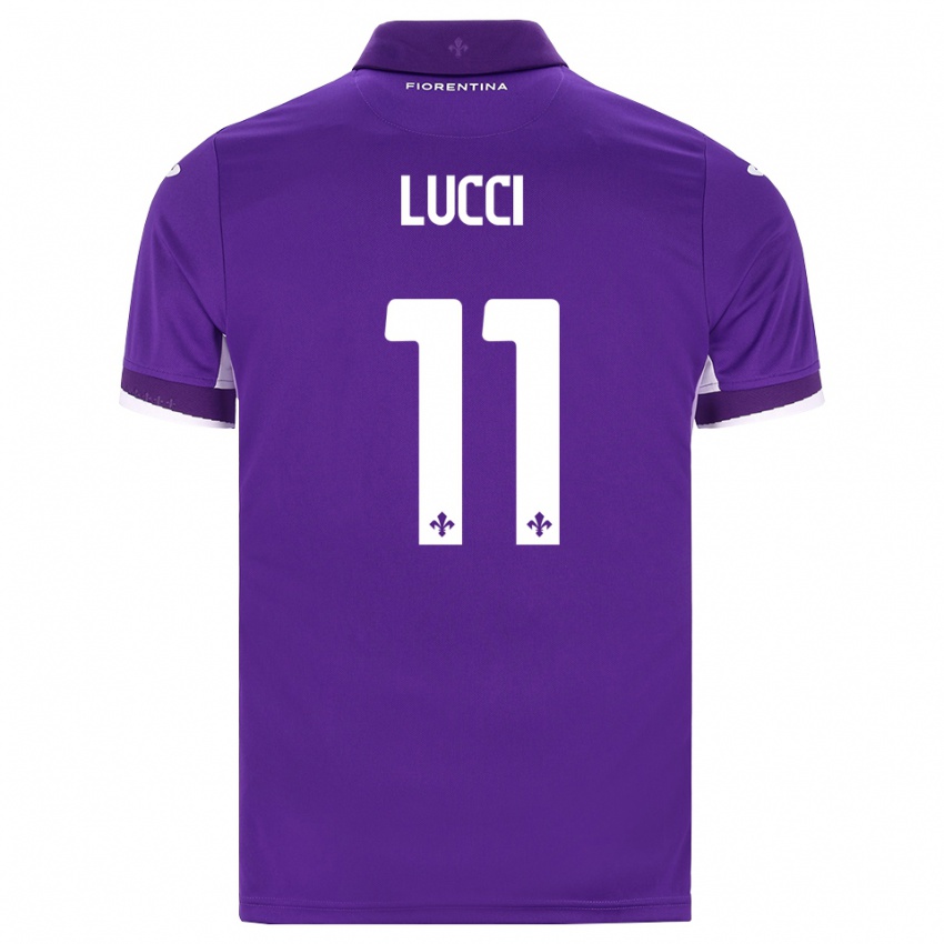 ילדים Leonardo Lucci #11 סגול לבן ורוד ג'רזי ביתית 2026/27 חולצה קצרה