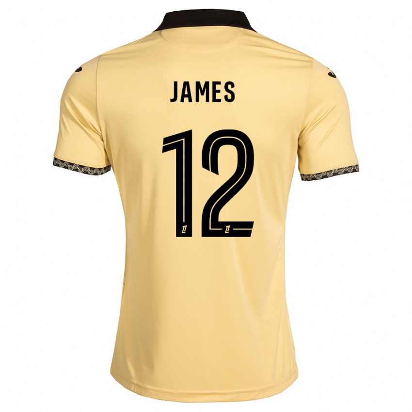 ילדים Isaac James #12 לבן נאבאחו שחור הרחק ג'רזי 2026/27 חולצה קצרה
