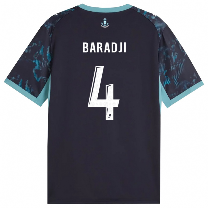 ילדים Mohamed Baradji #4 טורקיז בהיר שחור הרחק ג'רזי 2026/27 חולצה קצרה