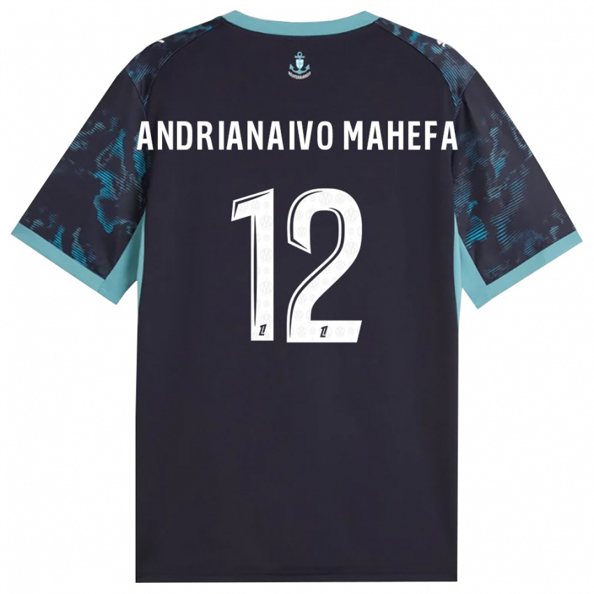 ילדים Mathis Andrianaivo Mahefa #12 טורקיז בהיר שחור הרחק ג'רזי 2026/27 חולצה קצרה