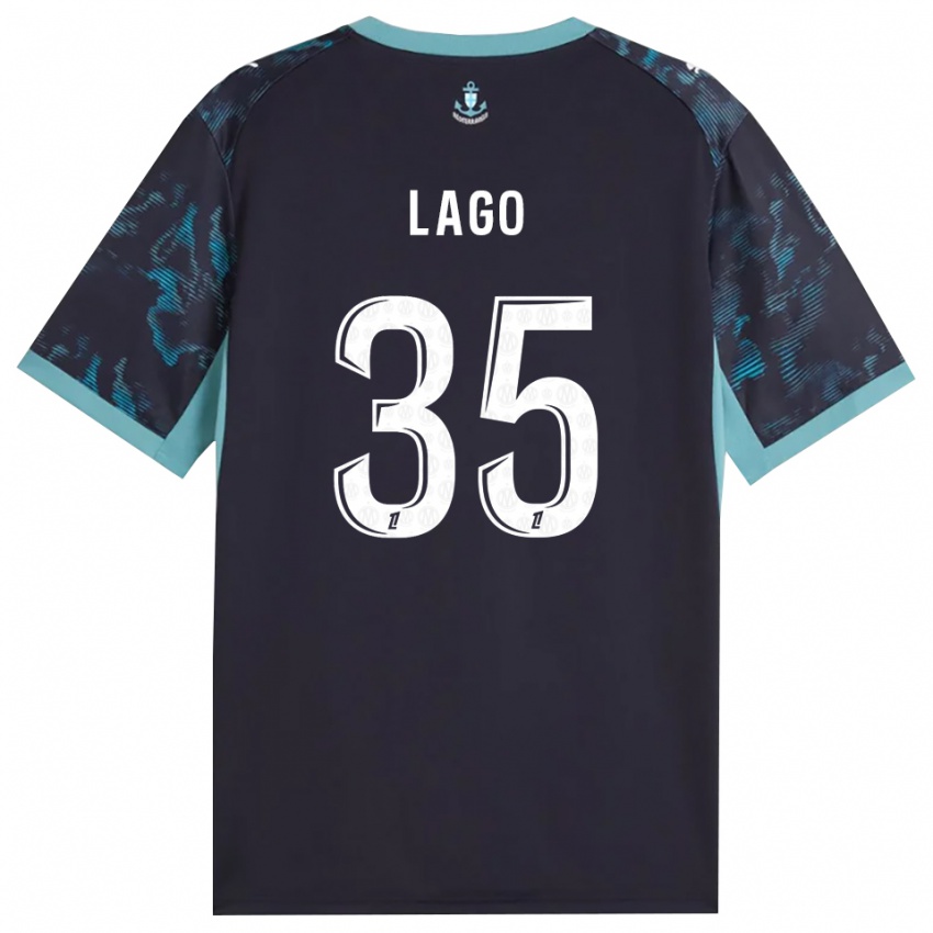 ילדים Ange Lago #35 טורקיז בהיר שחור הרחק ג'רזי 2026/27 חולצה קצרה
