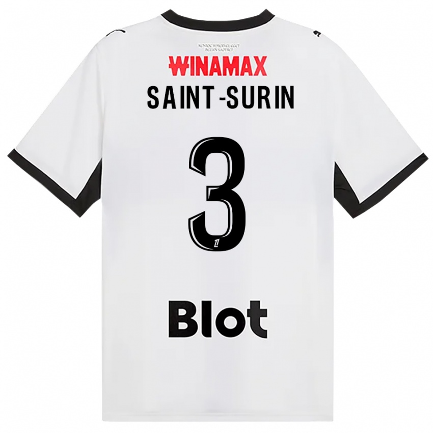 ילדים Rio Saint-Surin #3 לבן אדום שחור הרחק ג'רזי 2026/27 חולצה קצרה