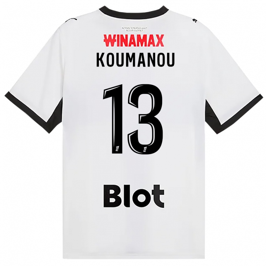 ילדים Noa Koumanou #13 לבן אדום שחור הרחק ג'רזי 2026/27 חולצה קצרה