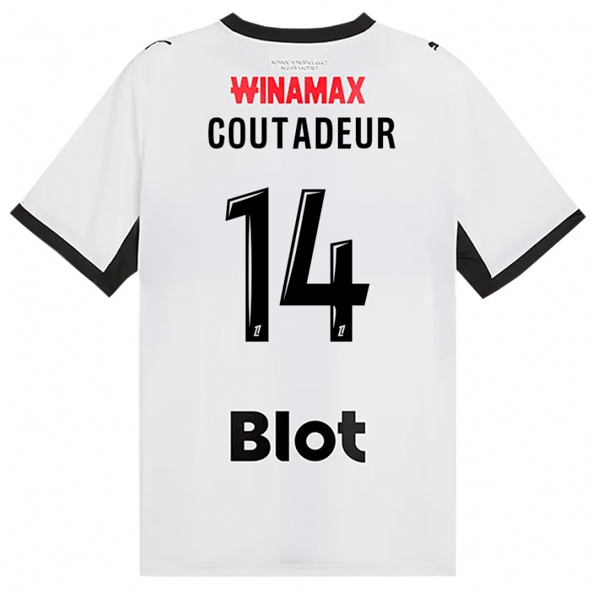 ילדים Diego Coutadeur #14 לבן אדום שחור הרחק ג'רזי 2026/27 חולצה קצרה