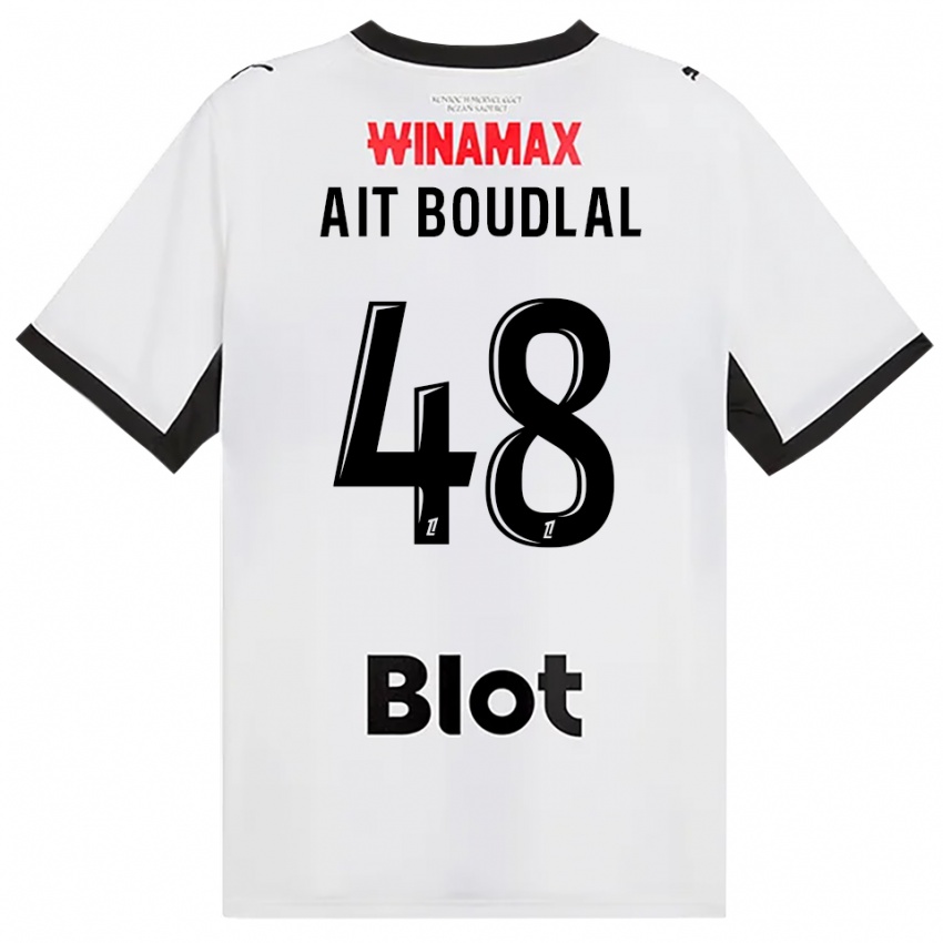 ילדים Abdelhamid Ait Boudlal #48 לבן אדום שחור הרחק ג'רזי 2026/27 חולצה קצרה