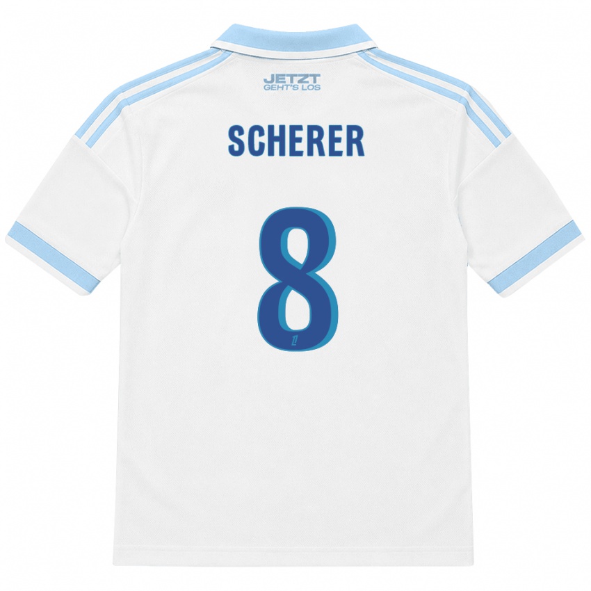 ילדים Louis Scherer #8 כחול שמיים בהיר לבן אדום הרחק ג'רזי 2026/27 חולצה קצרה