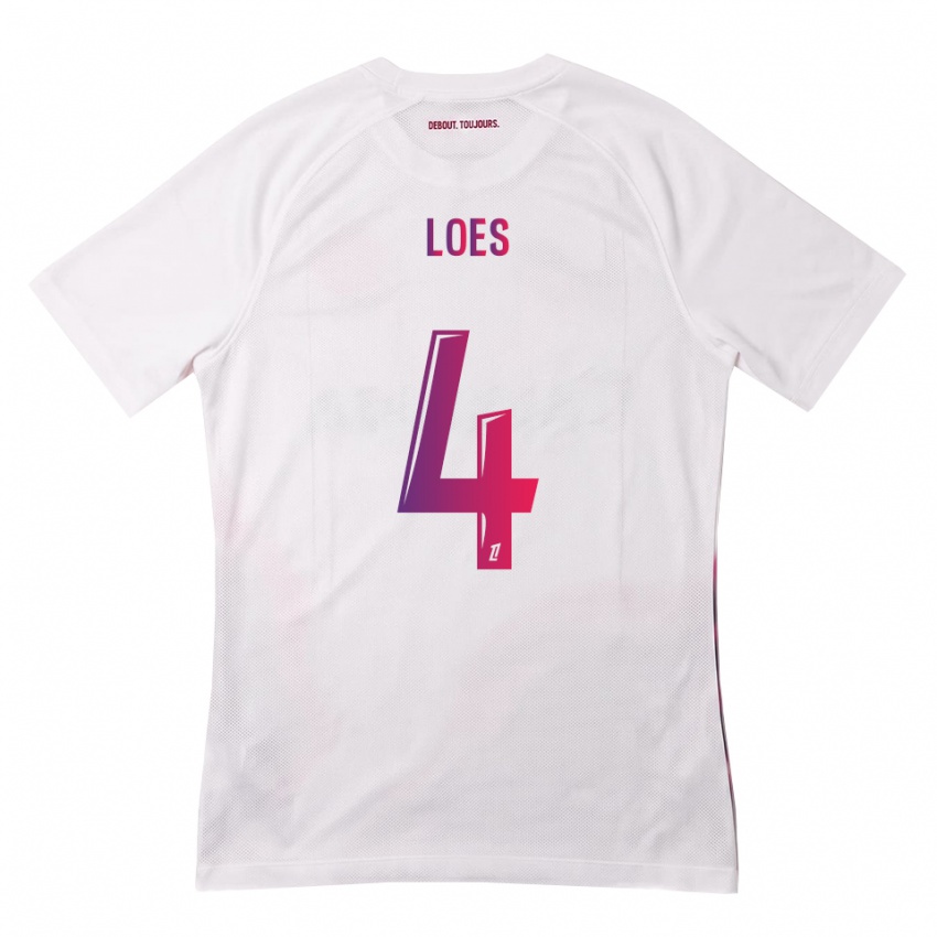 ילדים Wayan Loes #4 לבן ורוד סגול הרחק ג'רזי 2026/27 חולצה קצרה