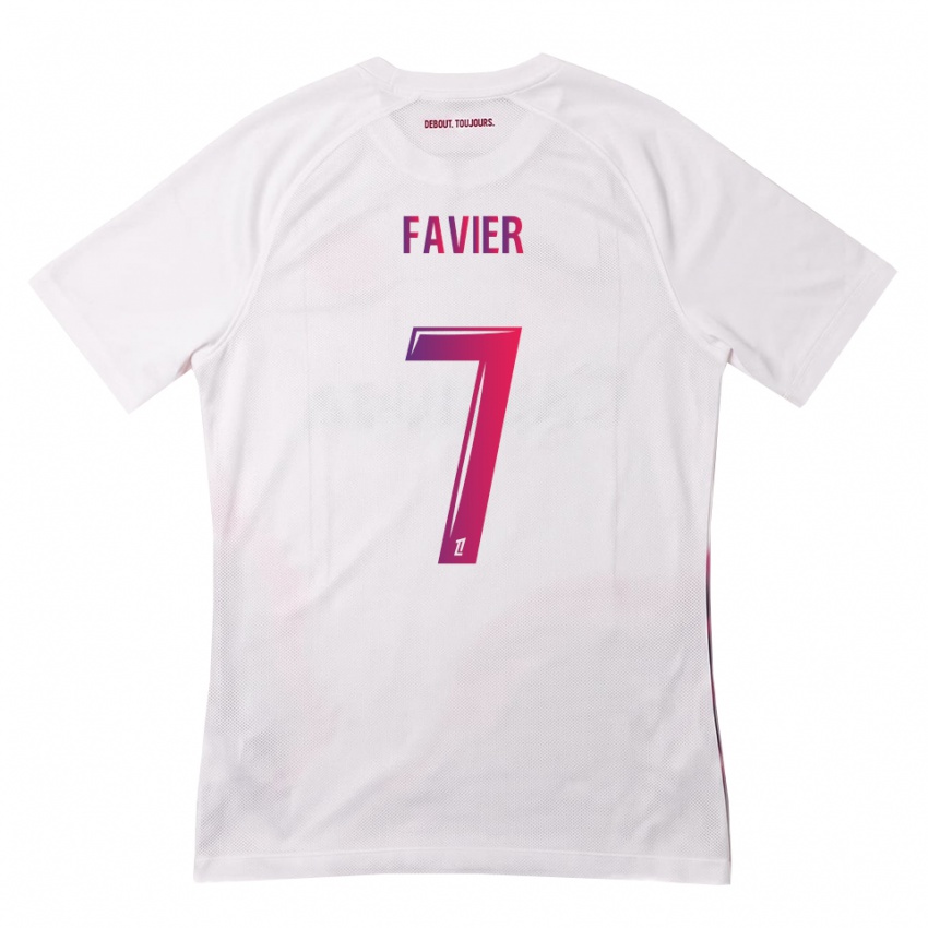 ילדים Luca Favier #7 לבן ורוד סגול הרחק ג'רזי 2026/27 חולצה קצרה