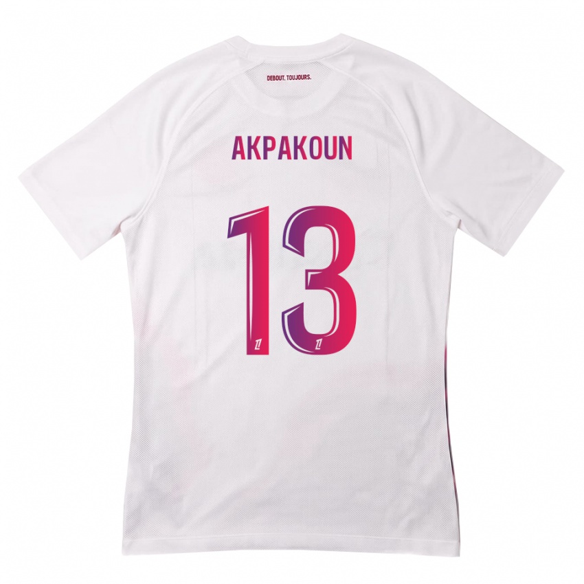 ילדים Noé Akpakoun #13 לבן ורוד סגול הרחק ג'רזי 2026/27 חולצה קצרה