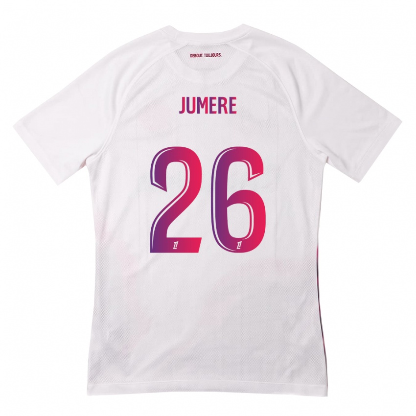ילדים Lou Jumere Seignou #26 לבן ורוד סגול הרחק ג'רזי 2026/27 חולצה קצרה