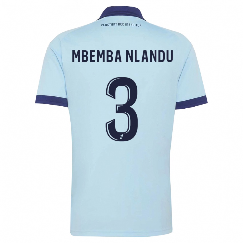 ילדים Emmanuel Mbemba Nlandu #3 כחול תירס שחור הרחק ג'רזי 2026/27 חולצה קצרה