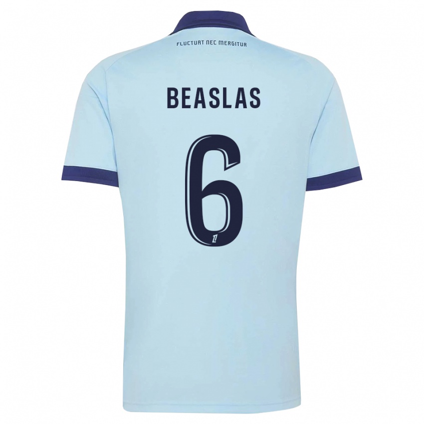 ילדים Matéo Beaslas #6 כחול תירס שחור הרחק ג'רזי 2026/27 חולצה קצרה