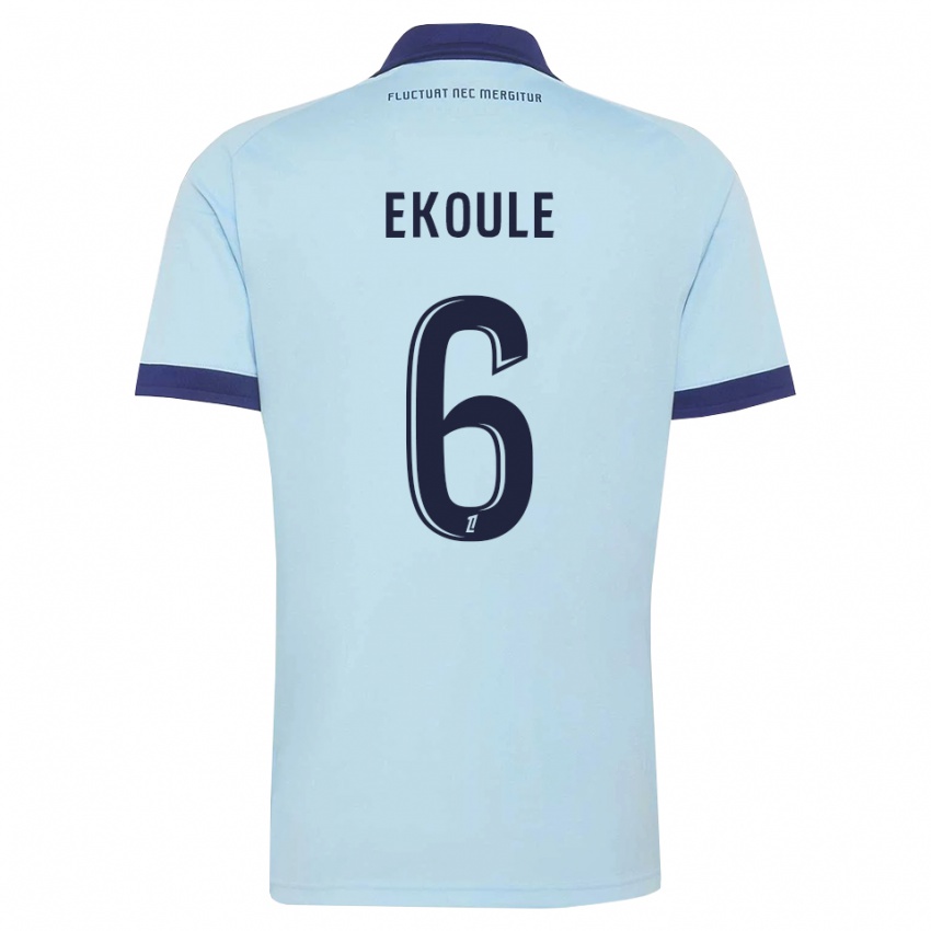ילדים Lionel Ekoule #6 כחול תירס שחור הרחק ג'רזי 2026/27 חולצה קצרה