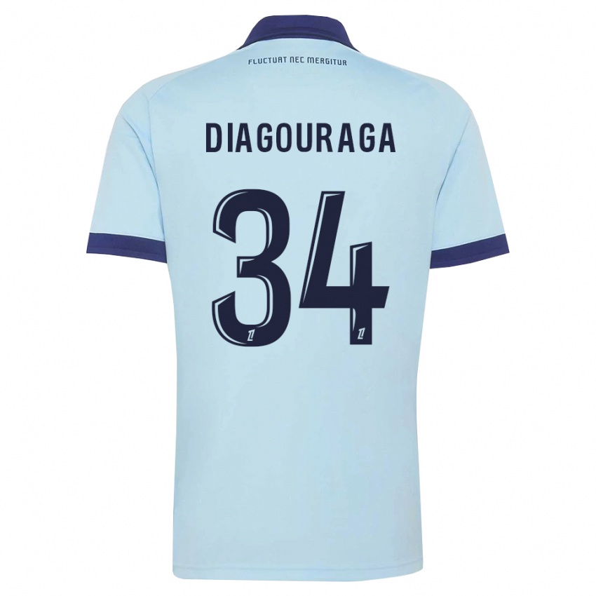 ילדים Djibril Diagouraga #34 כחול תירס שחור הרחק ג'רזי 2026/27 חולצה קצרה
