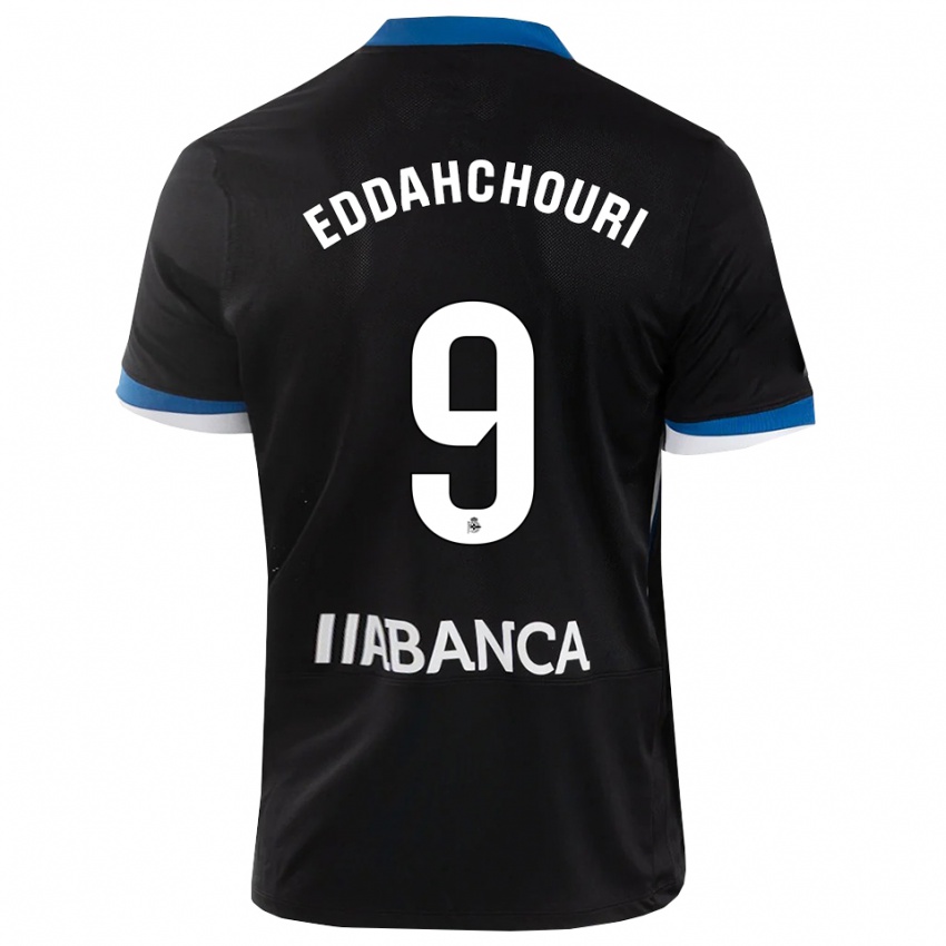 ילדים Zakaria Eddahchouri #9 שחור כחול לבן הרחק ג'רזי 2026/27 חולצה קצרה