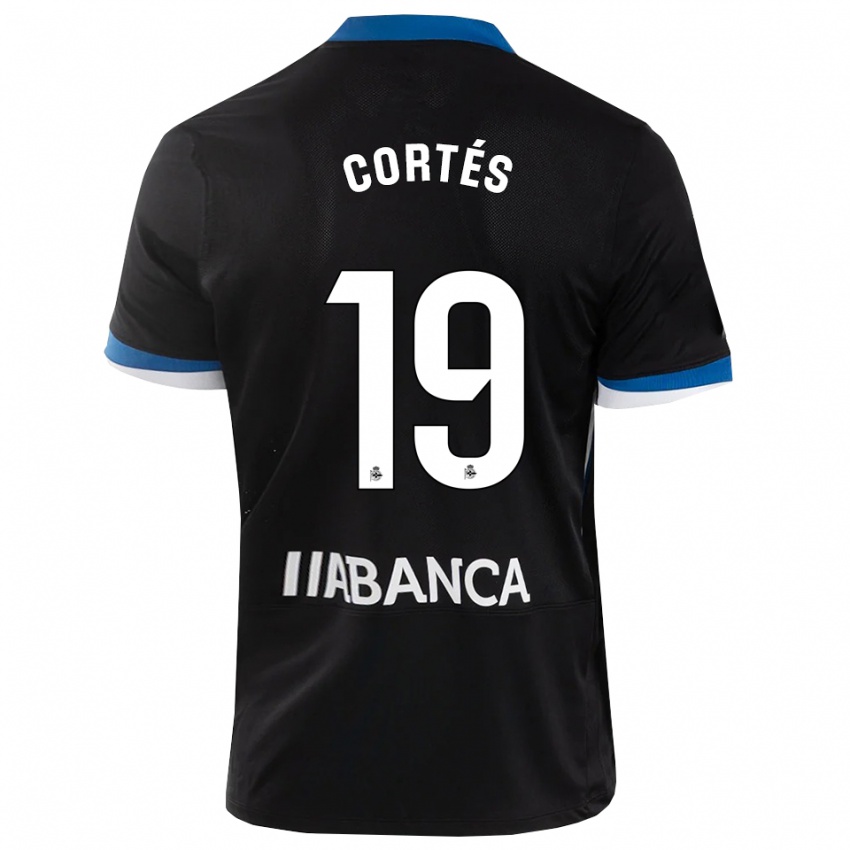 ילדים Pablo Cortés #19 שחור כחול לבן הרחק ג'רזי 2026/27 חולצה קצרה