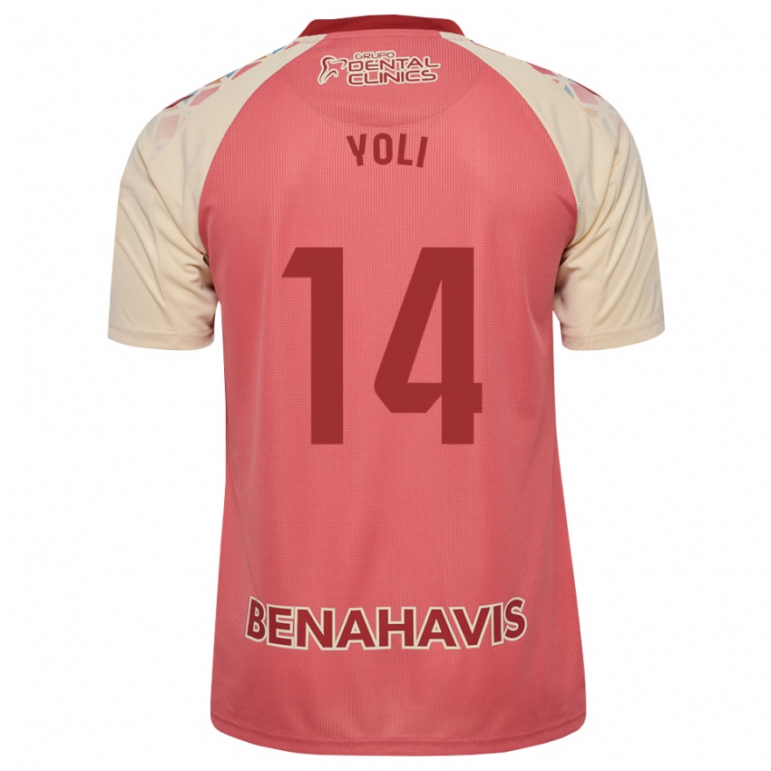 ילדים Yolanda Peche Jaaskelainen #14 ורוד בהיר אדום כחול הרחק ג'רזי 2026/27 חולצה קצרה
