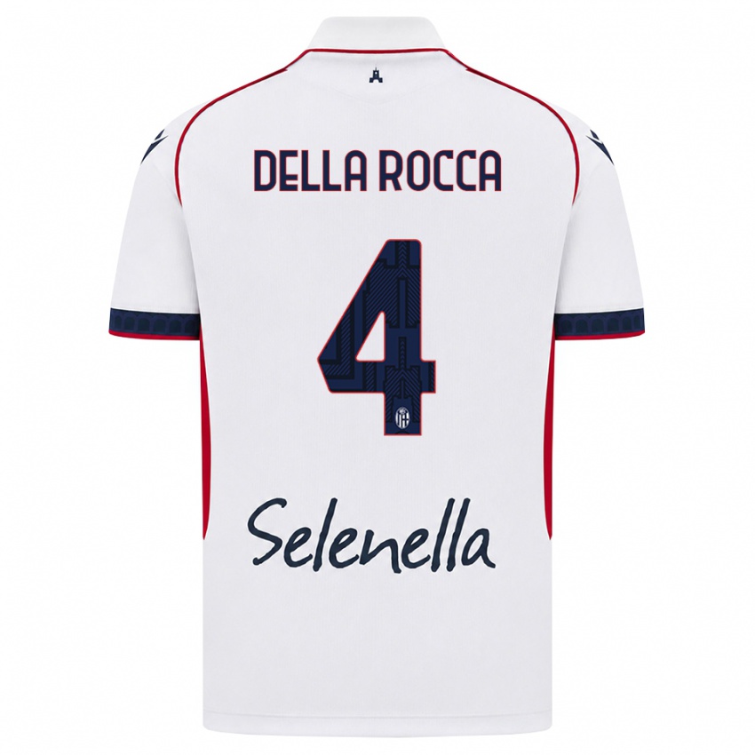 ילדים Manuel Della Rocca #4 לבן אדום כחול מלכותי הרחק ג'רזי 2026/27 חולצה קצרה
