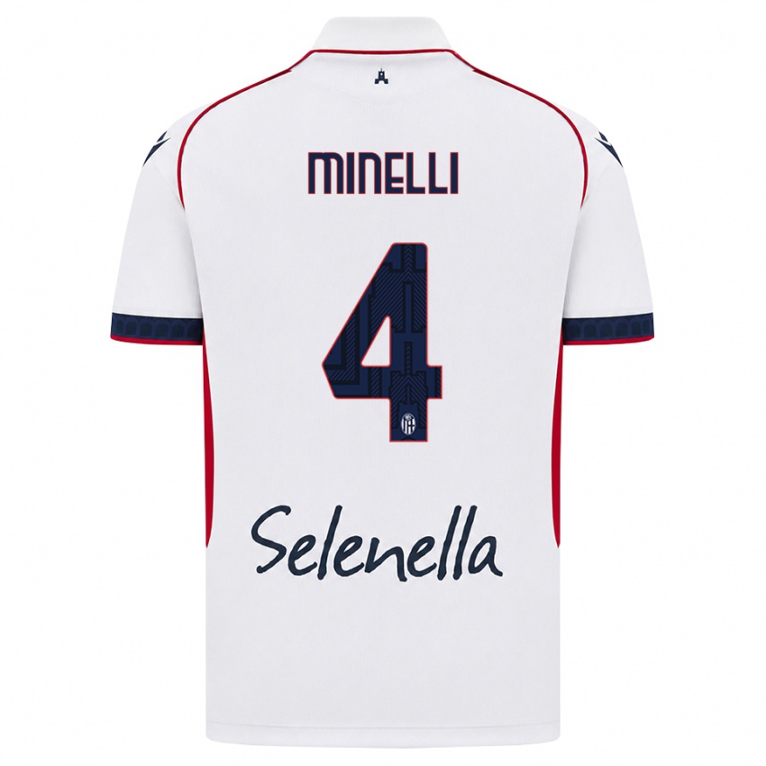 ילדים Leo Minelli #4 לבן אדום כחול מלכותי הרחק ג'רזי 2026/27 חולצה קצרה
