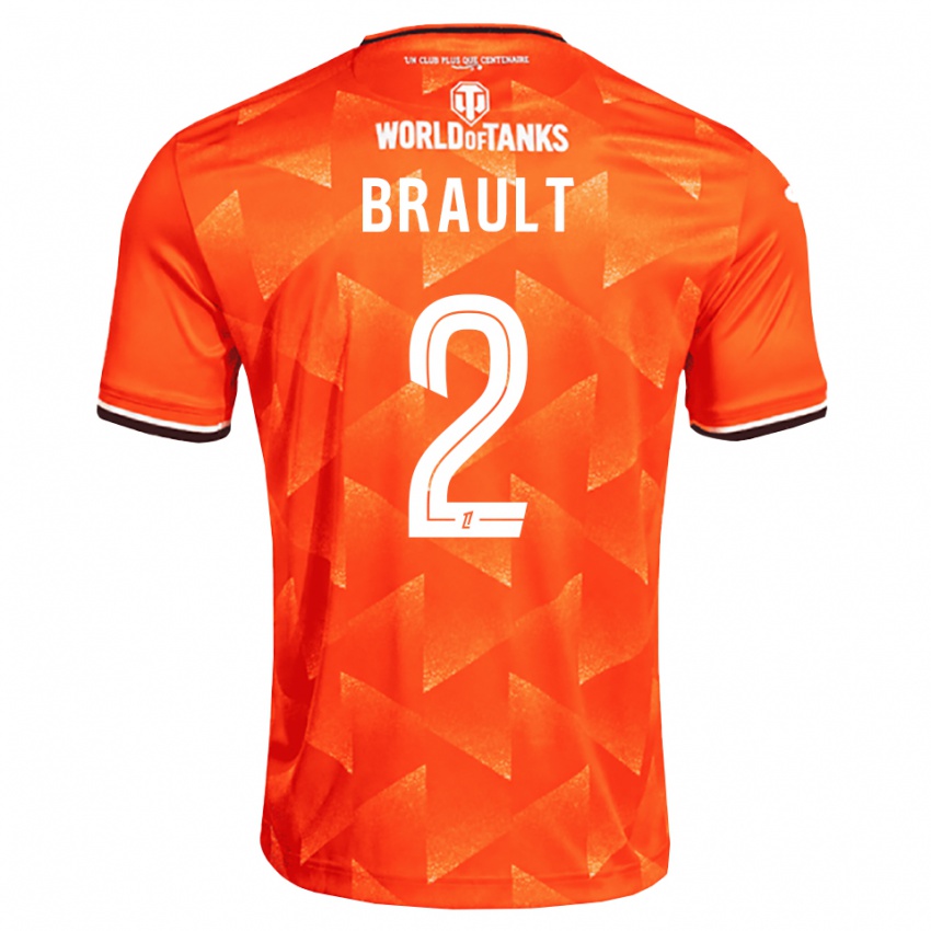 גברים Matis Brault #2 כתום לבן שחור ג'רזי ביתית 2026/27 חולצה קצרה