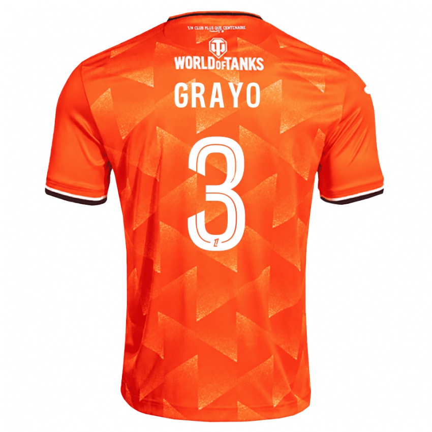 גברים Maïna Grayo #3 כתום לבן שחור ג'רזי ביתית 2026/27 חולצה קצרה