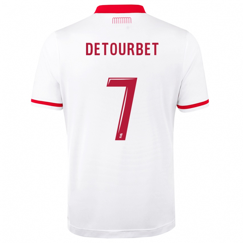 גברים Mathys Detourbet #7 אדום לבן ג'רזי ביתית 2026/27 חולצה קצרה