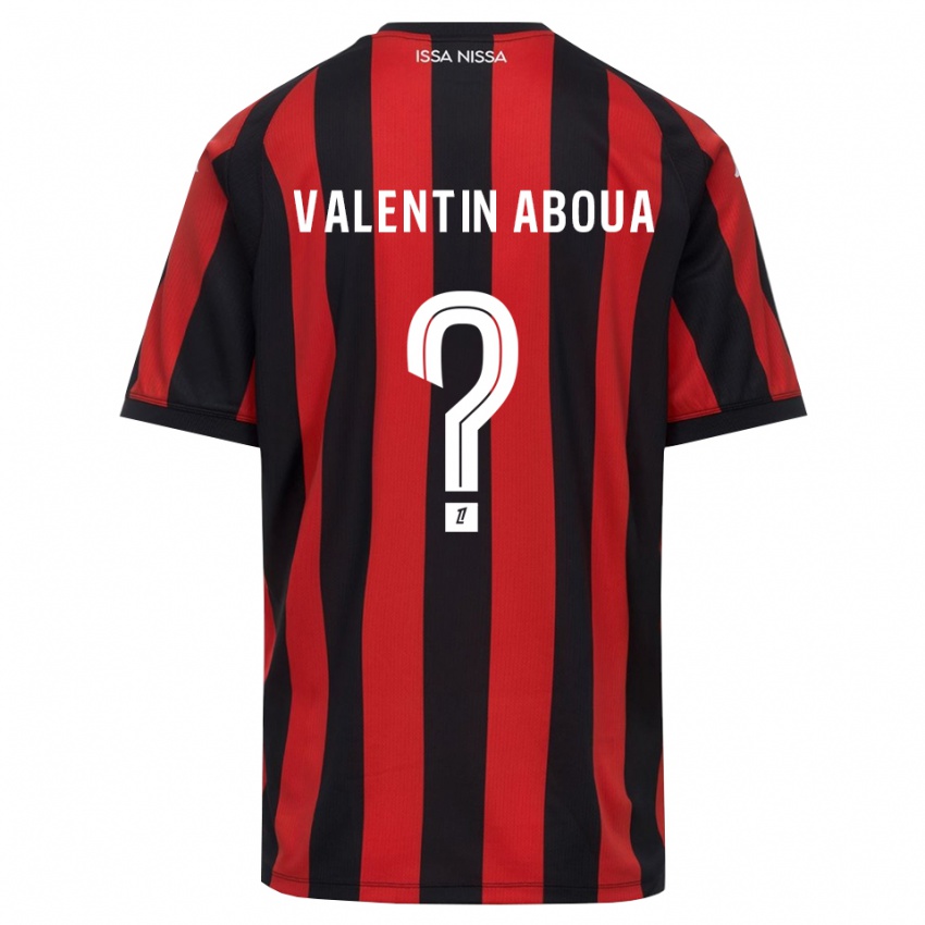 גברים Louis Valentin Aboua #0 אדום שחור לבן ג'רזי ביתית 2026/27 חולצה קצרה