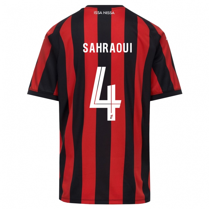 גברים Elias Sahraoui #4 אדום שחור לבן ג'רזי ביתית 2026/27 חולצה קצרה