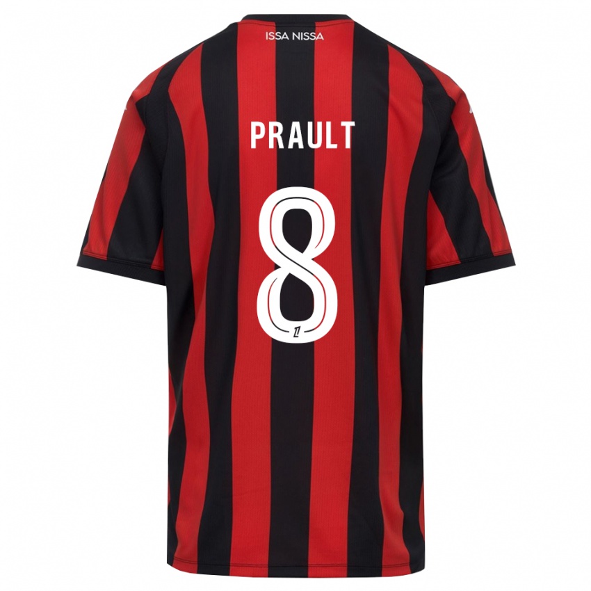 גברים Jade Prault #8 אדום שחור לבן ג'רזי ביתית 2026/27 חולצה קצרה