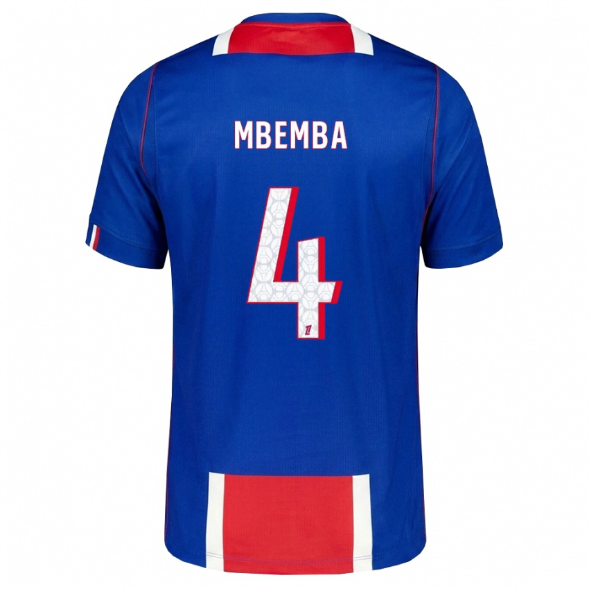 גברים Stanislas Mbemba #4 אדום לבן כחול ג'רזי ביתית 2026/27 חולצה קצרה