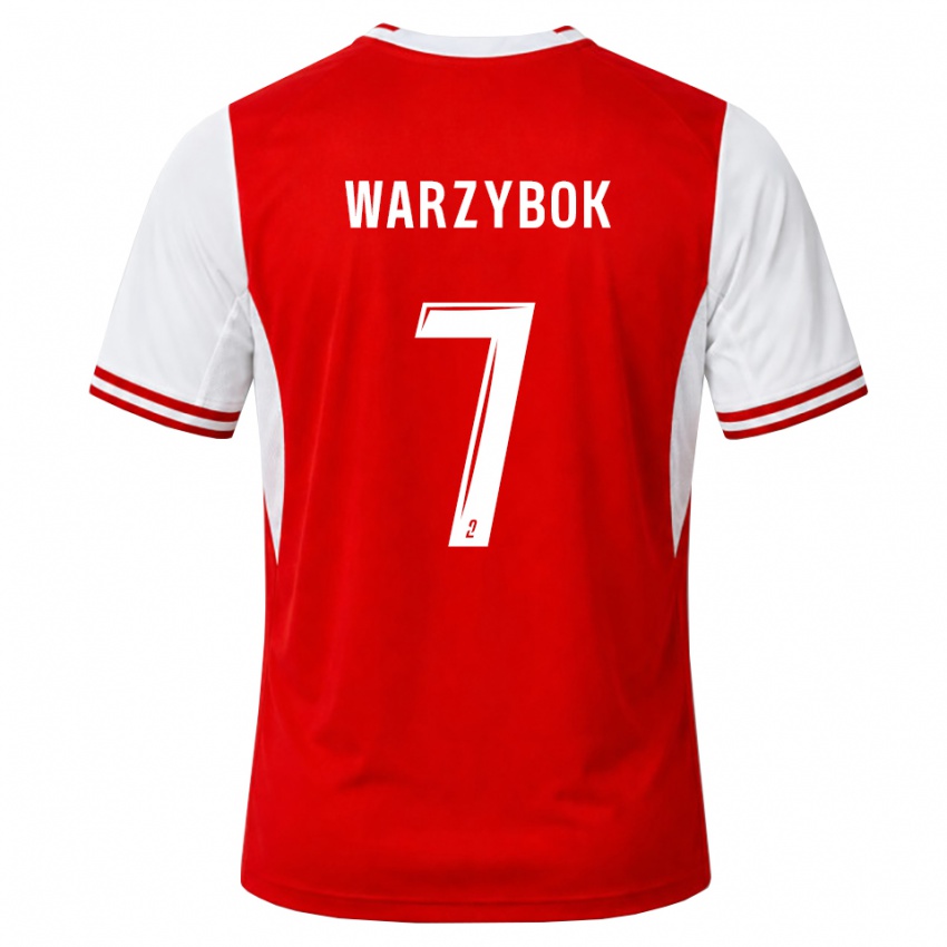 גברים Olivier Warzybok #7 אדום לבן ג'רזי ביתית 2026/27 חולצה קצרה