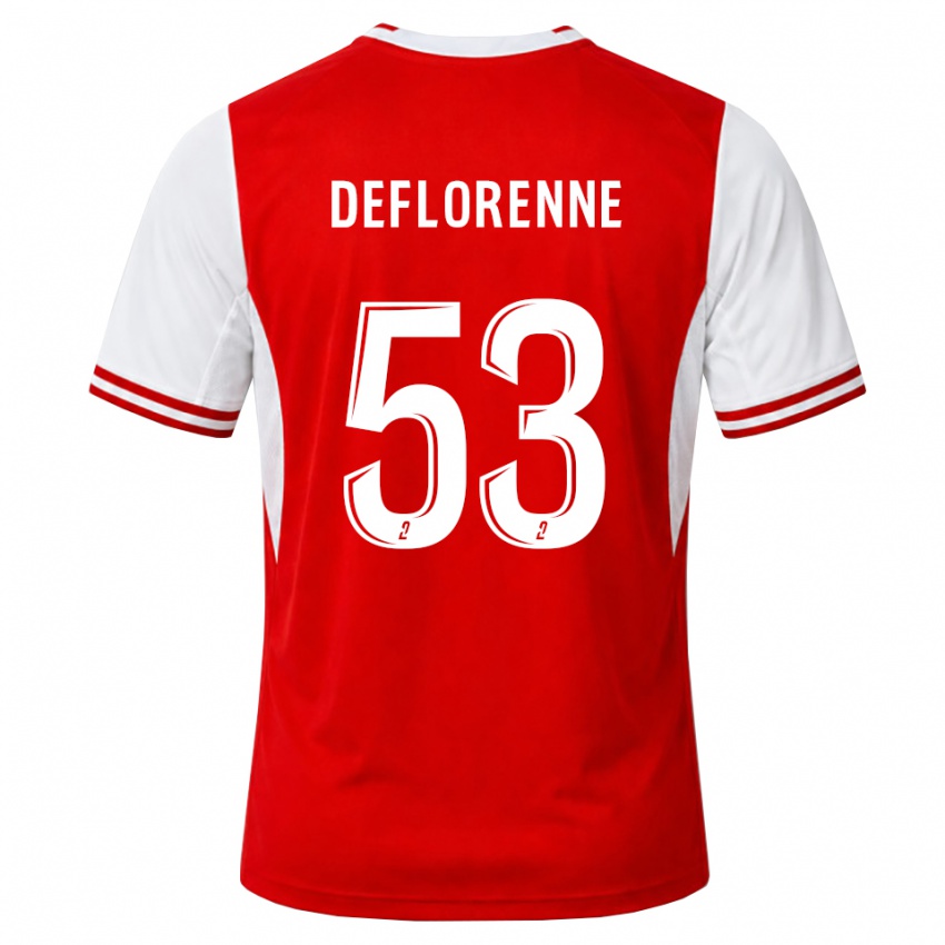 גברים Théo Deflorenne #53 אדום לבן ג'רזי ביתית 2026/27 חולצה קצרה