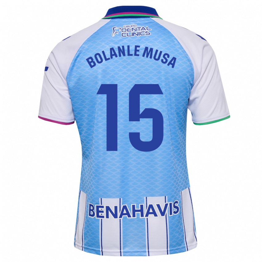 גברים Wahab Bolanle Musa #15 כחול שמיים עמוק לבן ג'רזי ביתית 2026/27 חולצה קצרה
