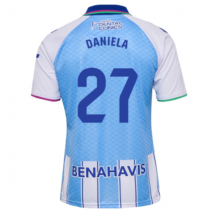 גברים Daniela Sáenz Parra #27 כחול שמיים עמוק לבן ג'רזי ביתית 2026/27 חולצה קצרה