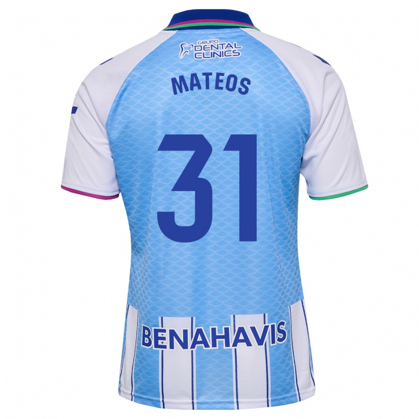 גברים Álex Mateos #31 כחול שמיים עמוק לבן ג'רזי ביתית 2026/27 חולצה קצרה