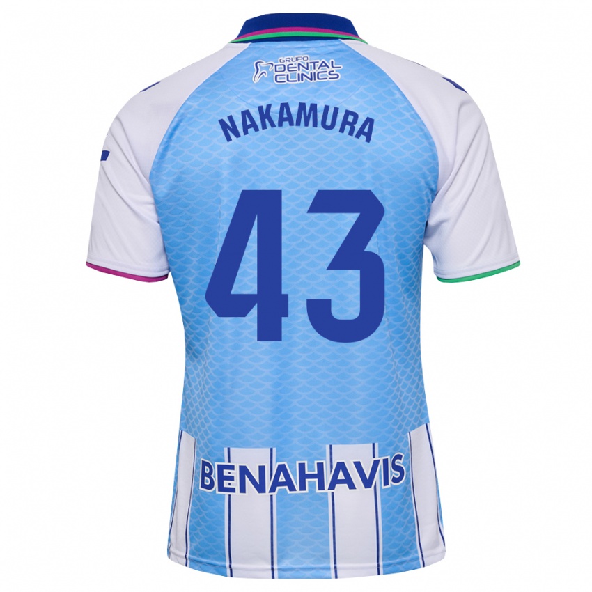גברים Mare Nakamura #43 כחול שמיים עמוק לבן ג'רזי ביתית 2026/27 חולצה קצרה