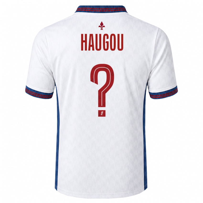 גברים Pauline Haugou #0 אדום לבן כחול הרחק ג'רזי 2026/27 חולצה קצרה