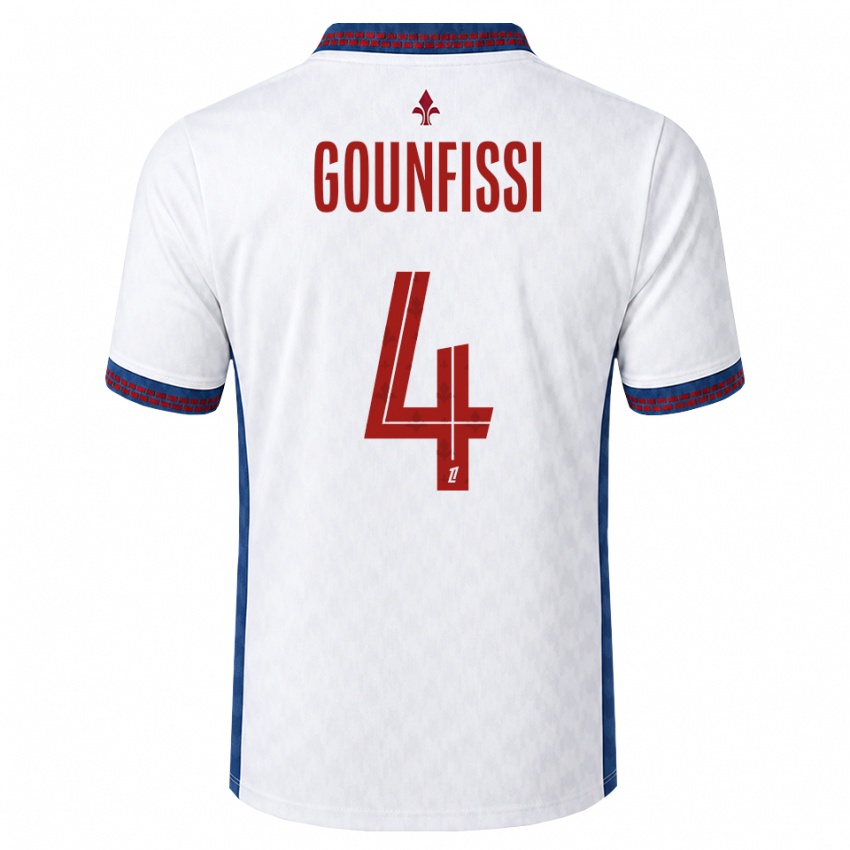 גברים Mouad Gounfissi #4 אדום לבן כחול הרחק ג'רזי 2026/27 חולצה קצרה