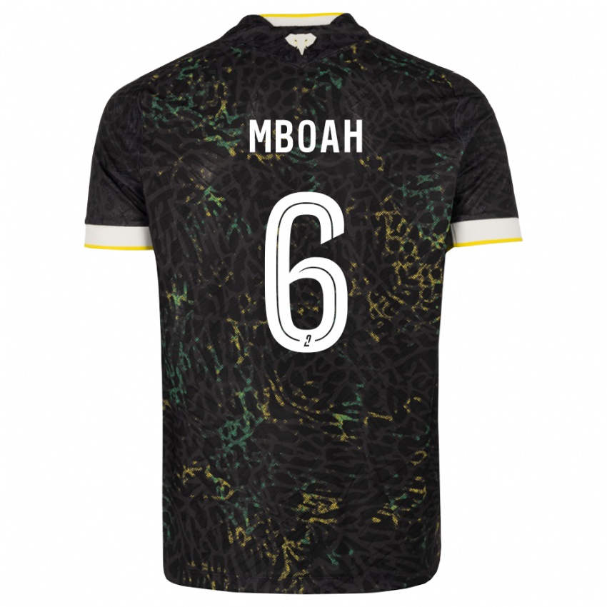 גברים Yanis Mboah #6 שחור לבן צהוב הרחק ג'רזי 2026/27 חולצה קצרה