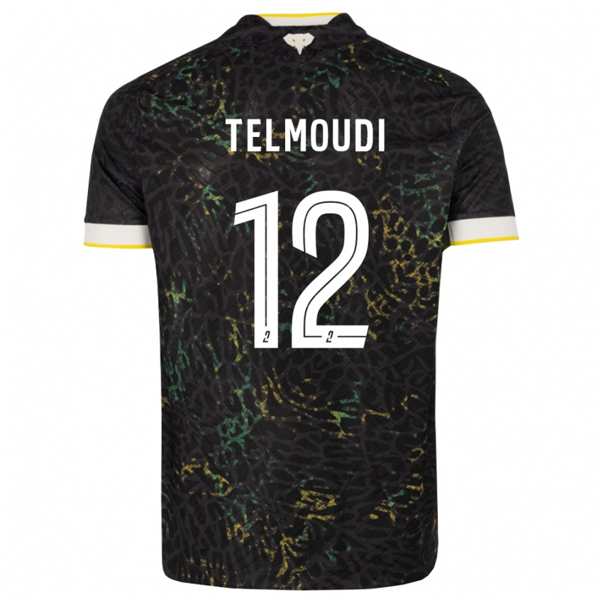 גברים Naïm Telmoudi #12 שחור לבן צהוב הרחק ג'רזי 2026/27 חולצה קצרה