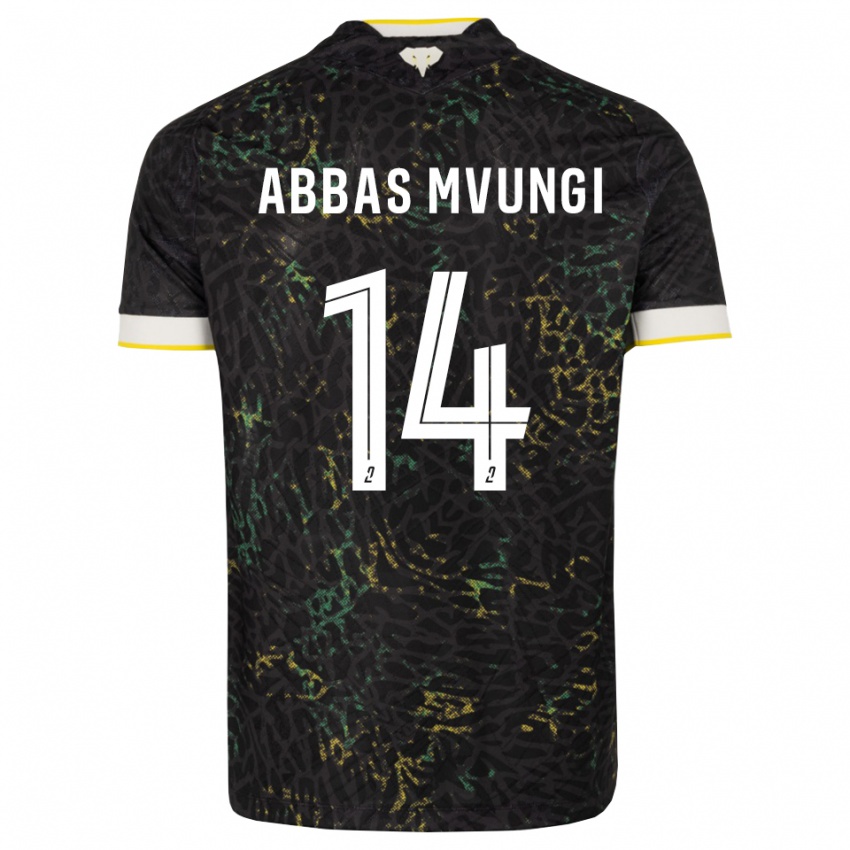גברים Omar Abbas Mvungi #14 שחור לבן צהוב הרחק ג'רזי 2026/27 חולצה קצרה