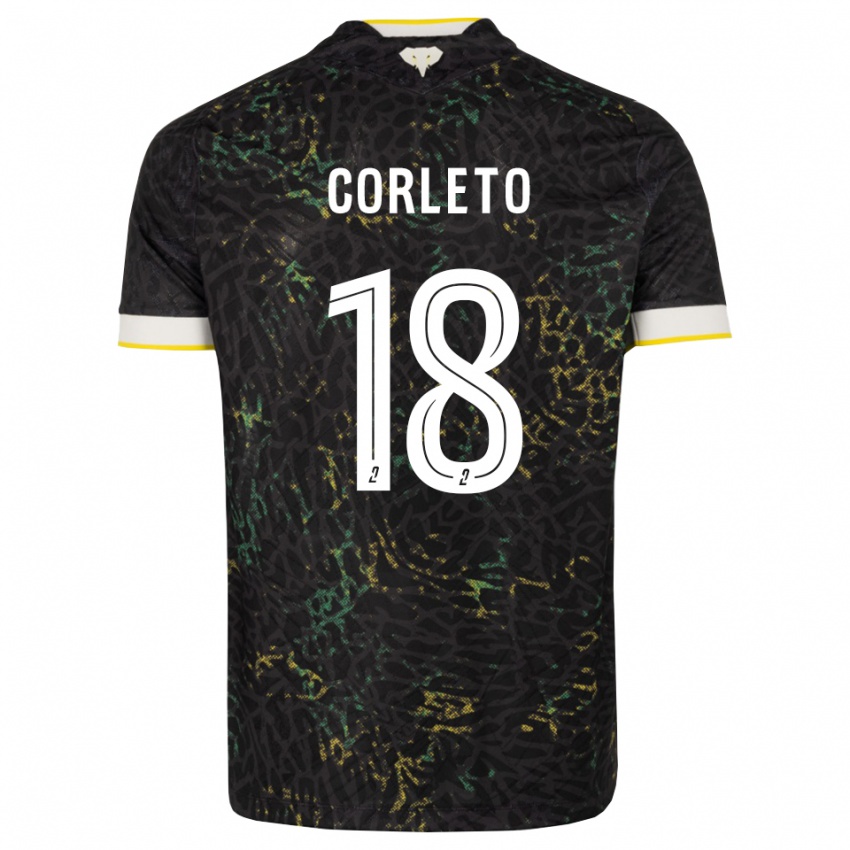 גברים Naël Corleto #18 שחור לבן צהוב הרחק ג'רזי 2026/27 חולצה קצרה