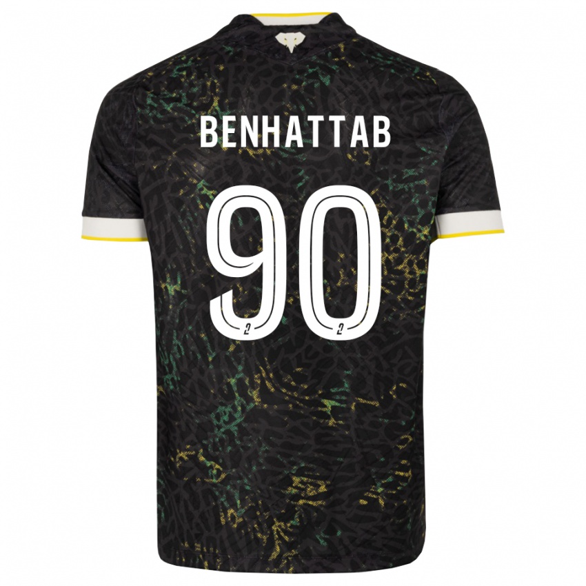 גברים Yassine Benhattab #90 שחור לבן צהוב הרחק ג'רזי 2026/27 חולצה קצרה