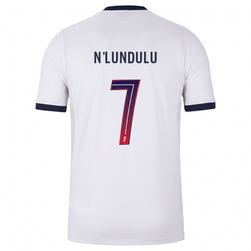 גברים Gaël N'lundulu #7 לבן שחור אדום הרחק ג'רזי 2026/27 חולצה קצרה