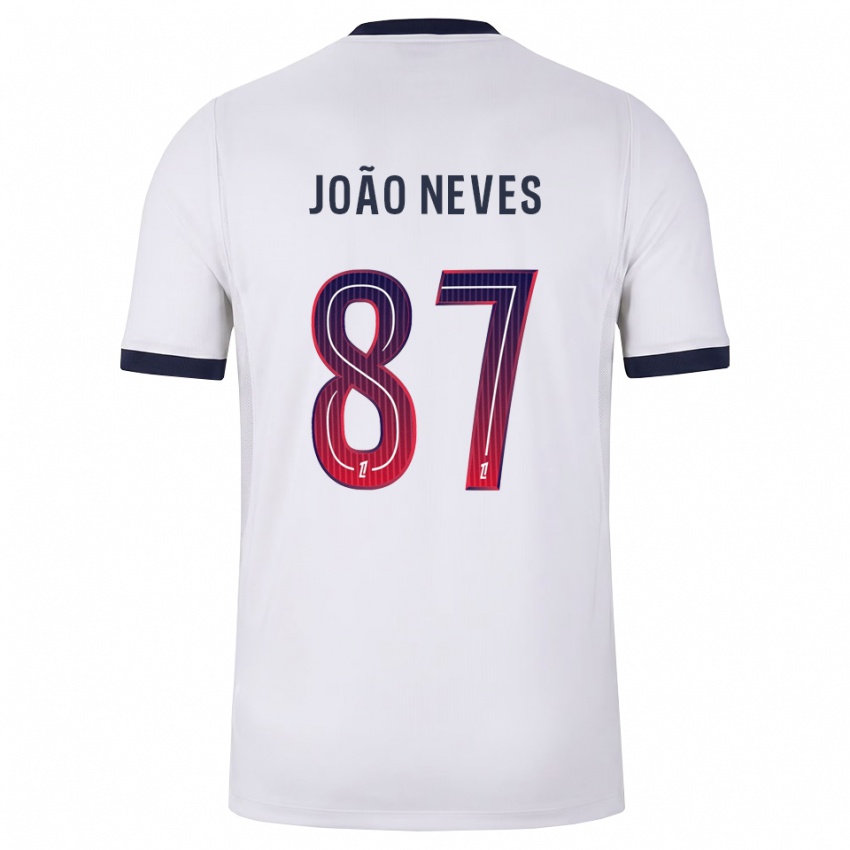 גברים ז'ואאו נבש #87 לבן שחור אדום הרחק ג'רזי 2026/27 חולצה קצרה