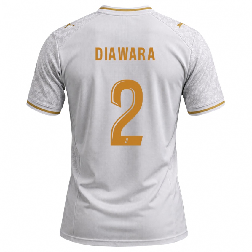 גברים Lamine Diawara #2 לבן אפור זהב הרחק ג'רזי 2026/27 חולצה קצרה