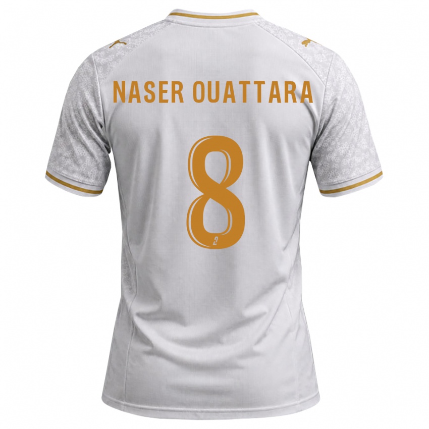 גברים Papus Naser Ouattara #8 לבן אפור זהב הרחק ג'רזי 2026/27 חולצה קצרה