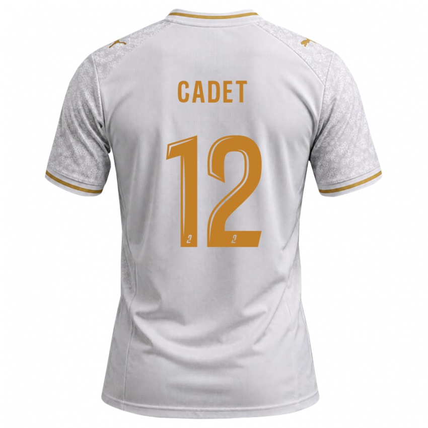 גברים Charlélie Cadet #12 לבן אפור זהב הרחק ג'רזי 2026/27 חולצה קצרה