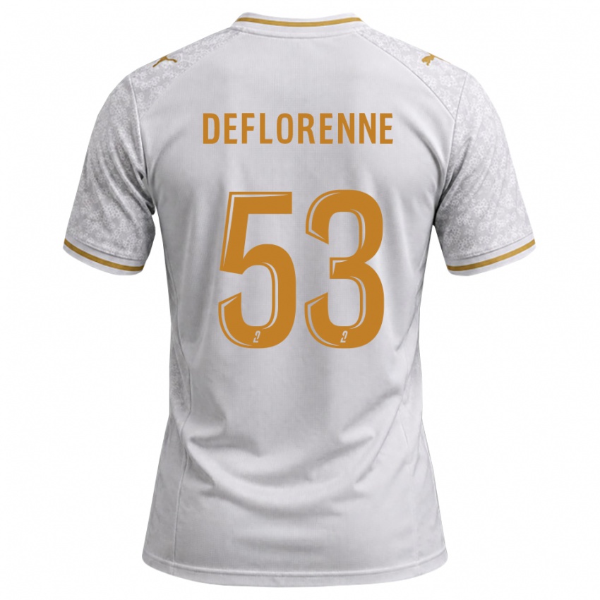 גברים Théo Deflorenne #53 לבן אפור זהב הרחק ג'רזי 2026/27 חולצה קצרה