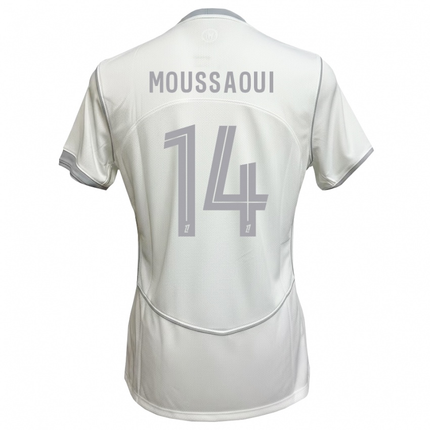 גברים Amine Moussaoui #14 לבן אפור הרחק ג'רזי 2026/27 חולצה קצרה